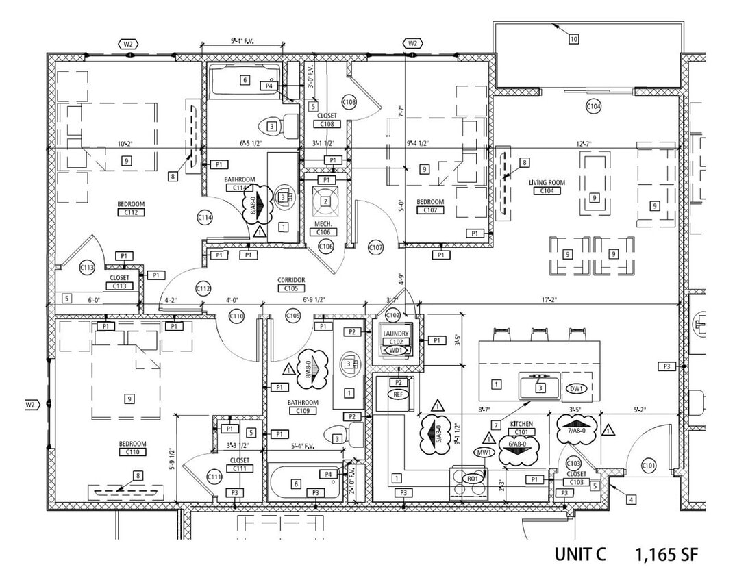 Floor Plan - 3 BD / 2 BA C4