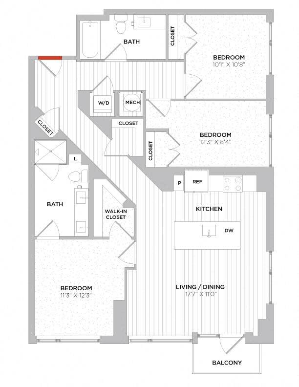 Floor Plan - 3 Bed/2 Bath-C01 East