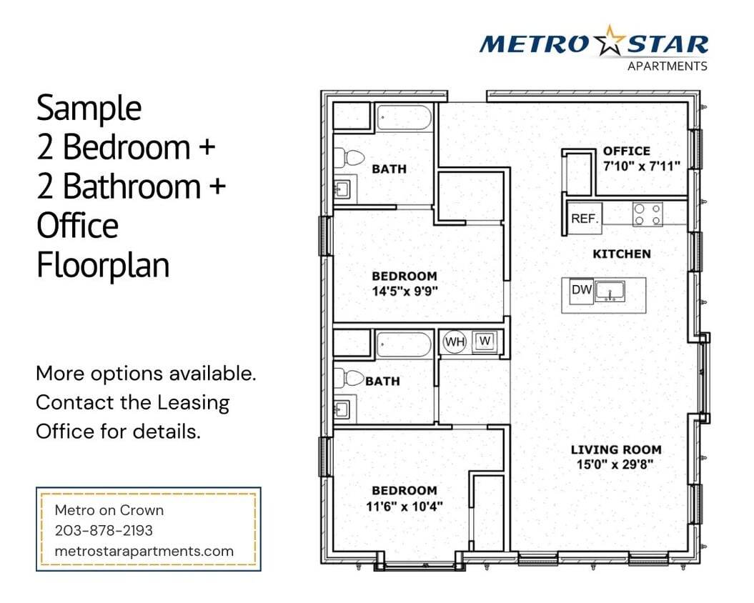 Floor Plan - Two Bed Two Bath Plus