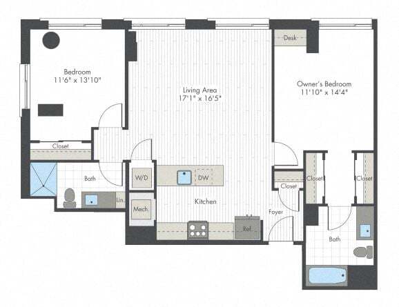 Floor Plan - 2 Bed/2 Bath-P