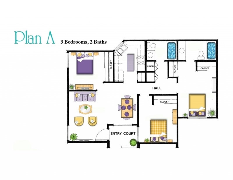 3BR/2BA - Plan A