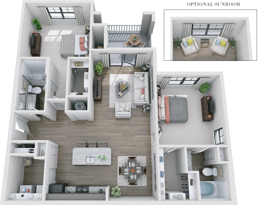 Floor Plan - 2BR 2BA (1266 SF)