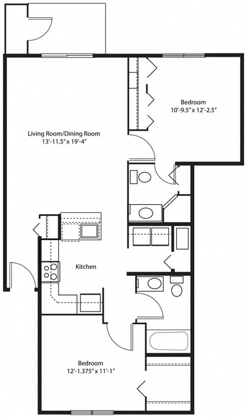 Floor Plan - Two Bedroom Renovated