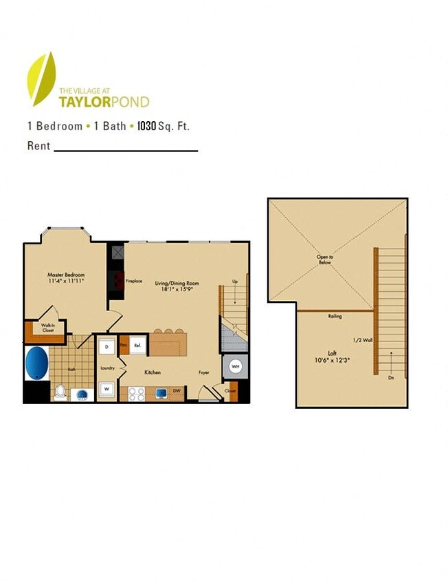 Floor Plan - 1 Bed 1 Bath w  Loft-AL3