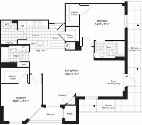 Floor Plan - 2 Bedrooms S