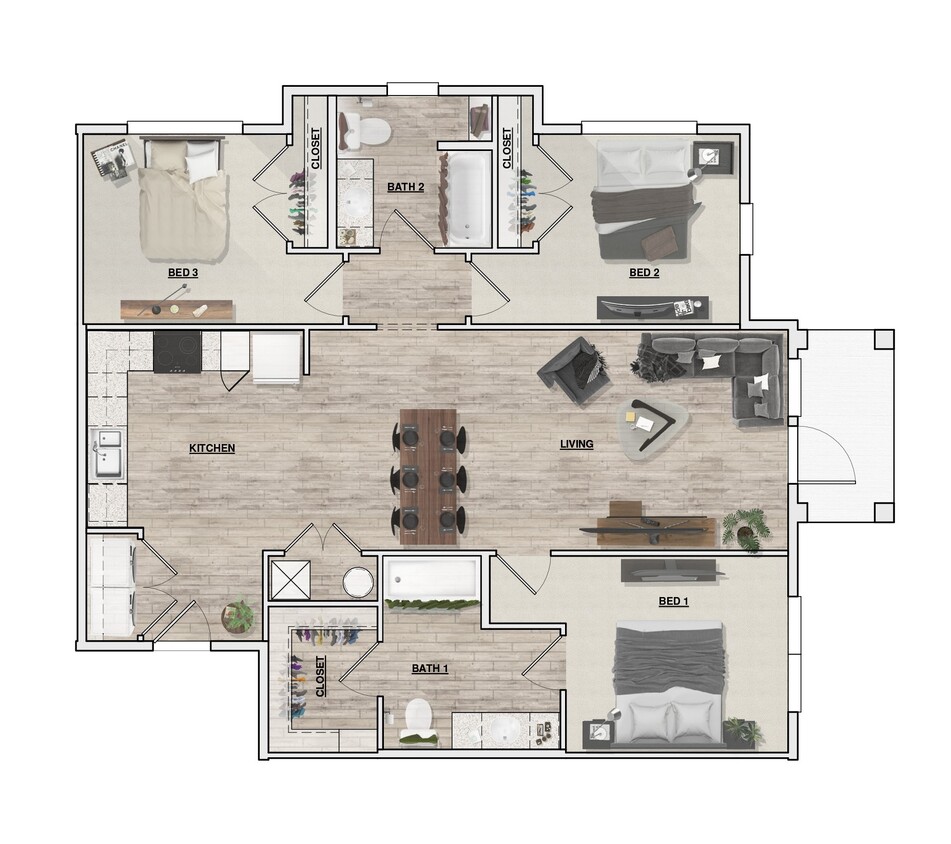 Floor Plan - 3 Bedroom 2 Bath