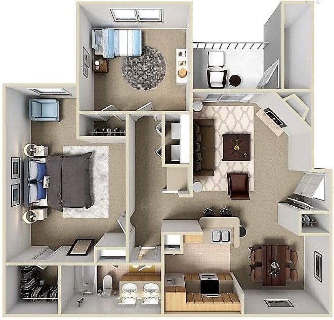 2 Bedroom, 1 Bathroom - The Bergen