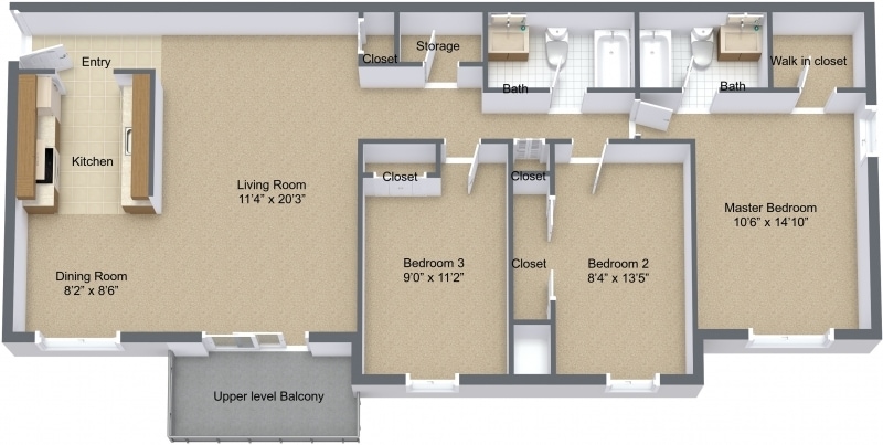 3 Bedroom 2 Bathroom - Three Bedroom Deluxe