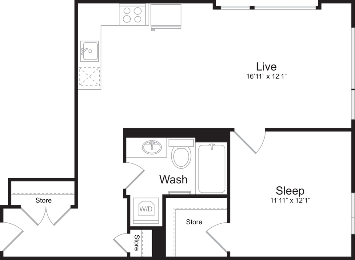 Floor Plan - 1 Bedroom A
