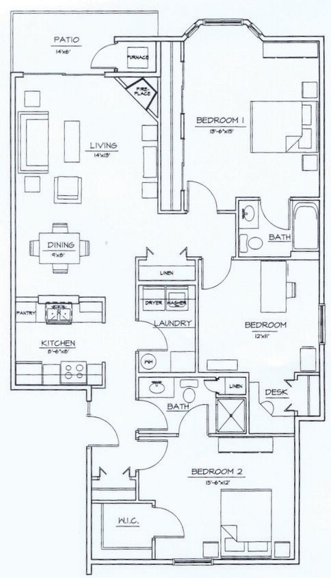 Floor Plan - 3 Bedroom 2 Bathroom