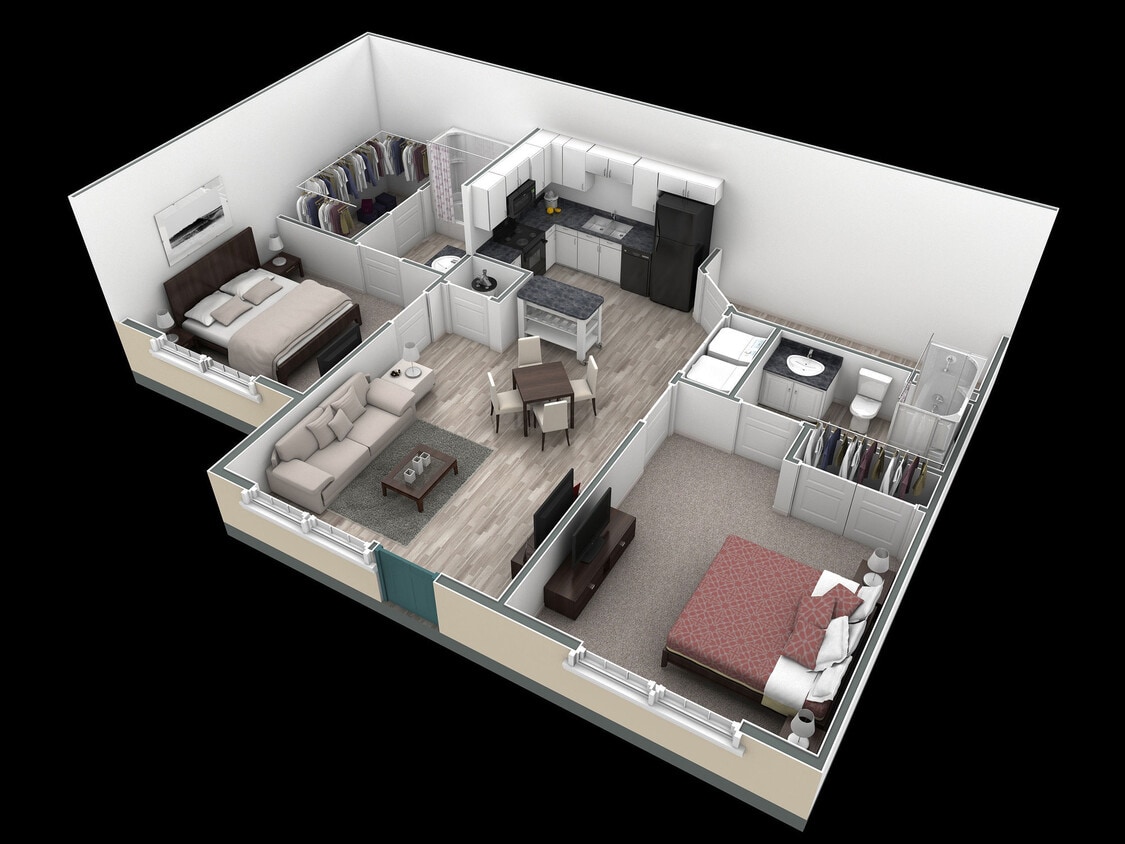 Floor Plan - 2-2 BR Retreat Courtyard
