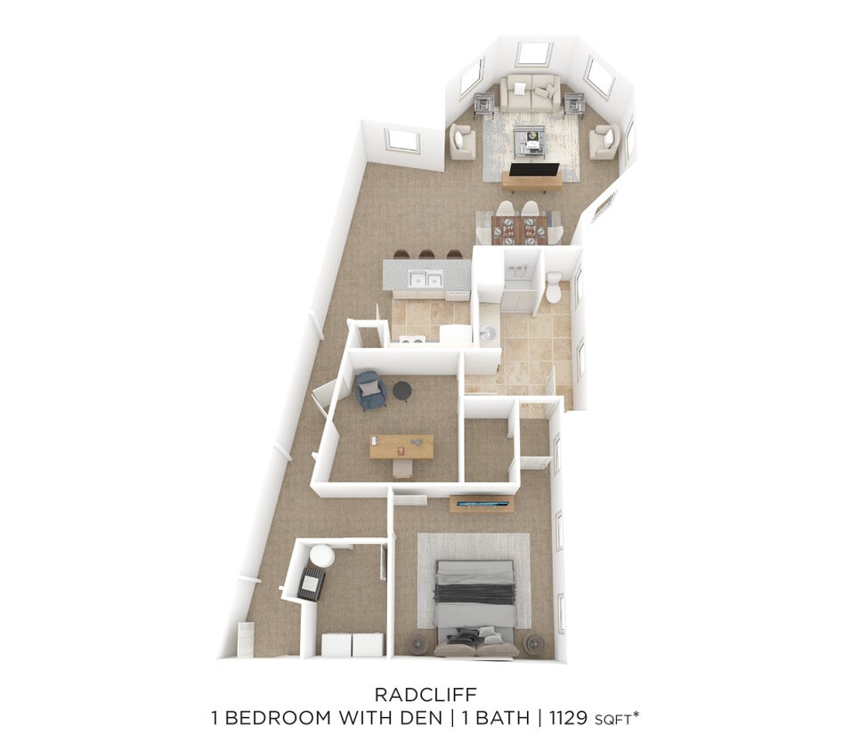 Floor Plan - One Bedroom w/ Den-Radcliff