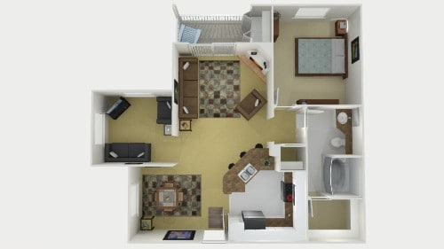 Topaz - 1 Bed, 1 Bath with Den B (Topaz Plan - Renovated)