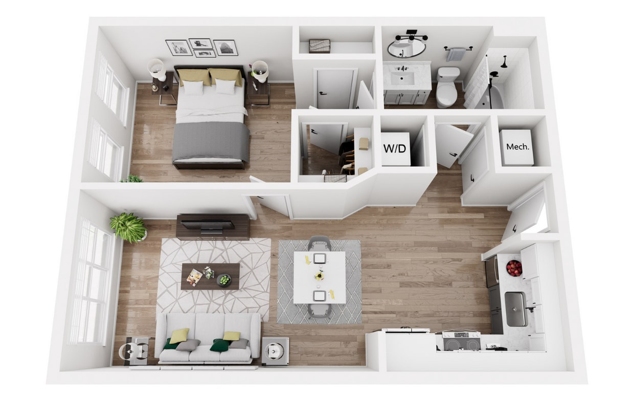 Floor Plan - 1A6R - Phase 1 Renovated