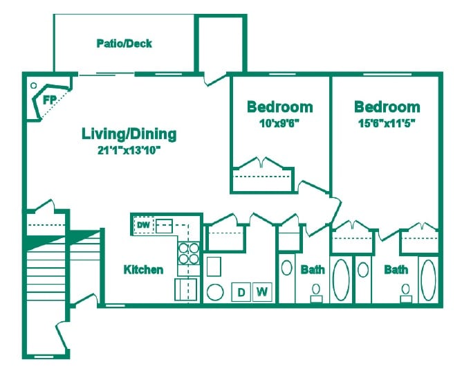 Floor Plan - Two Bedroom Style F
