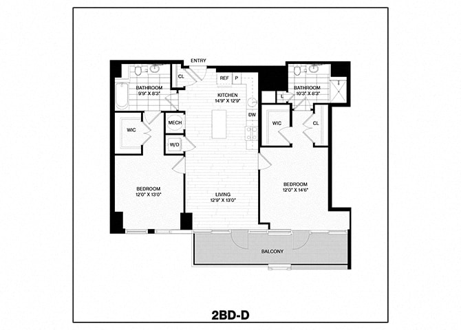 Floor Plan - 2 Bed/2 Bath-D