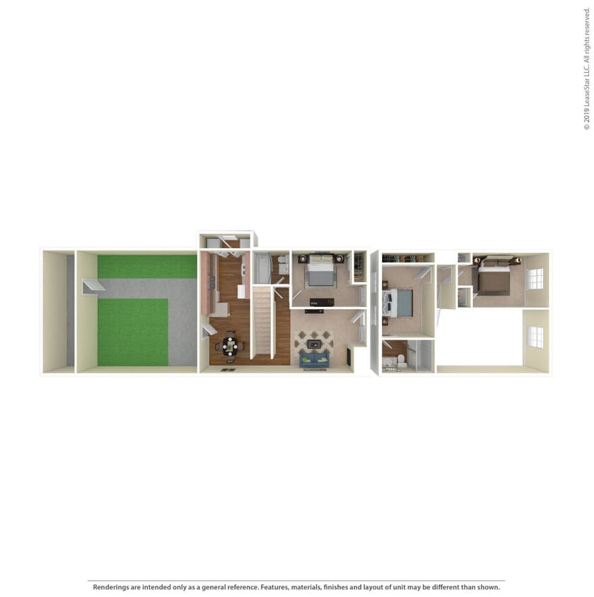 Floor Plan - 2 Bed 2.5 Bath 1735 SqFt Townhome