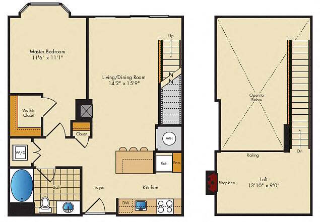 Floor Plan - 1 Bed 1 Bath w  Loft-AL1