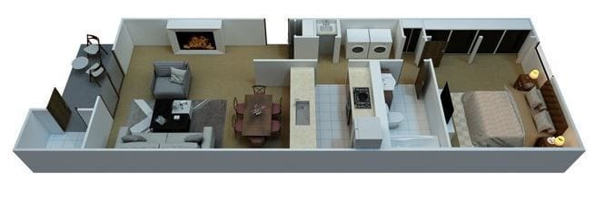 Floor Plan - 1 Bedroom, 1 Bathroom