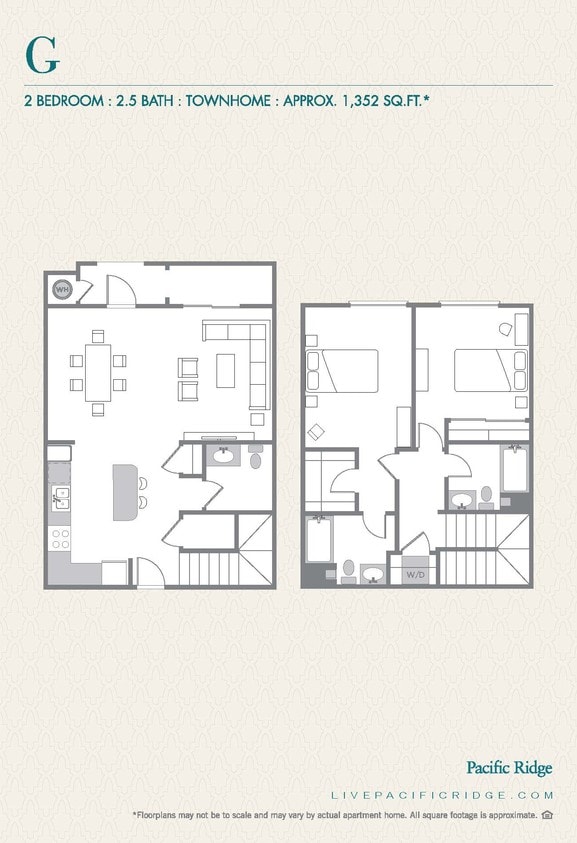 2 Bed : 2.5 Bath : TOWNHOME - G