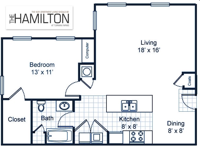Lincoln - 1BR/1B Jackie O-Gray cabinets, ALMOST GONE!