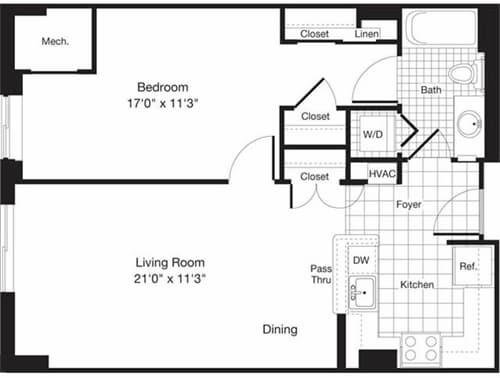 Floor Plan - 1 Bedroom P