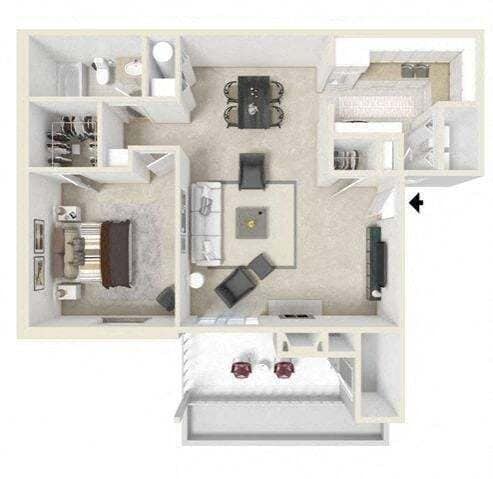 Floor Plan - 1 bedroom 1 bathroom 