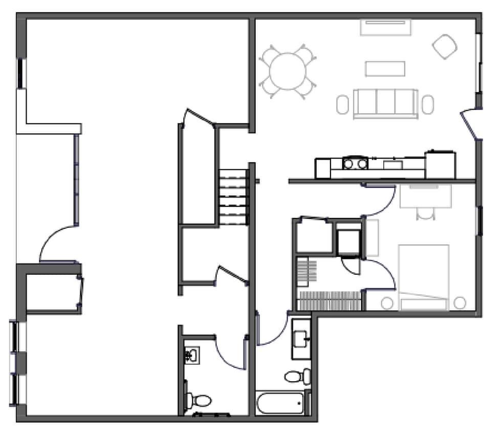 Floor Plan - LW2 - 1 Bed 2 Bath Live/Work