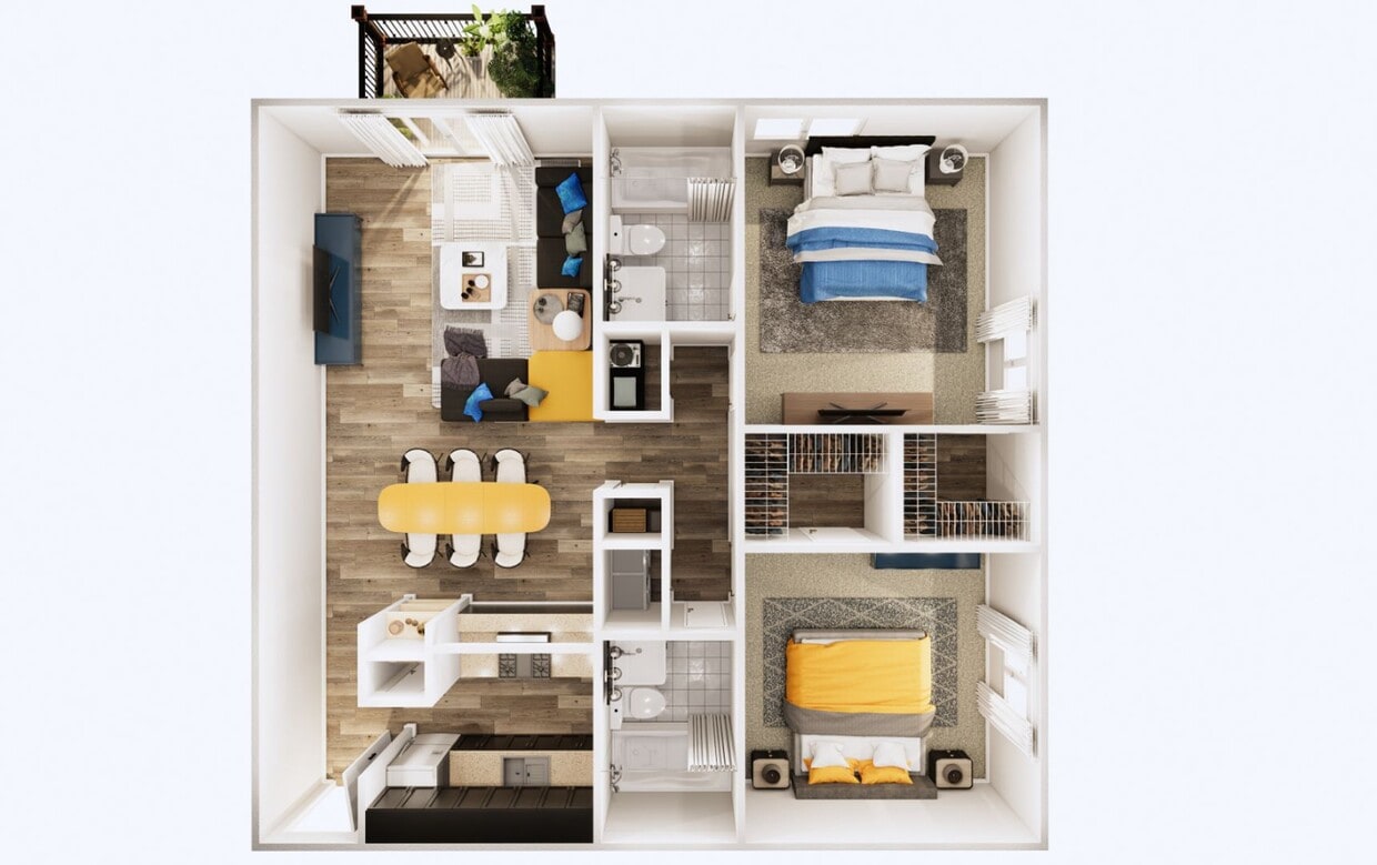Floor Plan - E1 & E2 - 2 Bed / 2 Bath