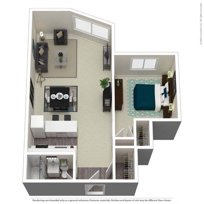 Floor Plan - 1 Bedroom, 1 Bathroom A