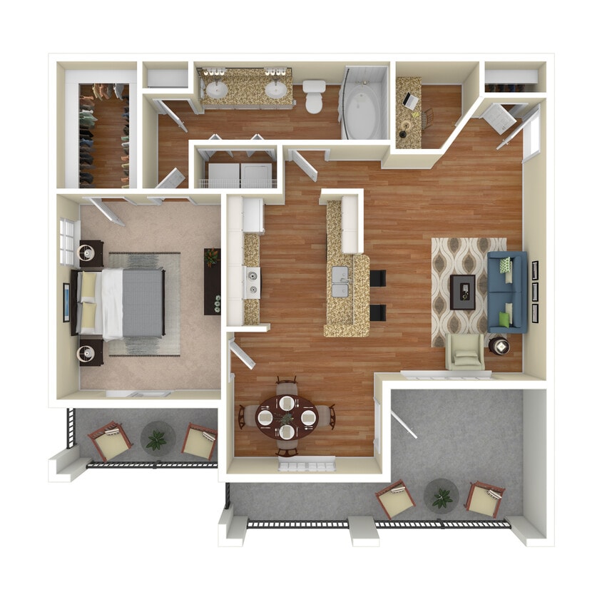 Floor Plan - 1 Bed 1 Bath 954 SqFt (802 Net) 