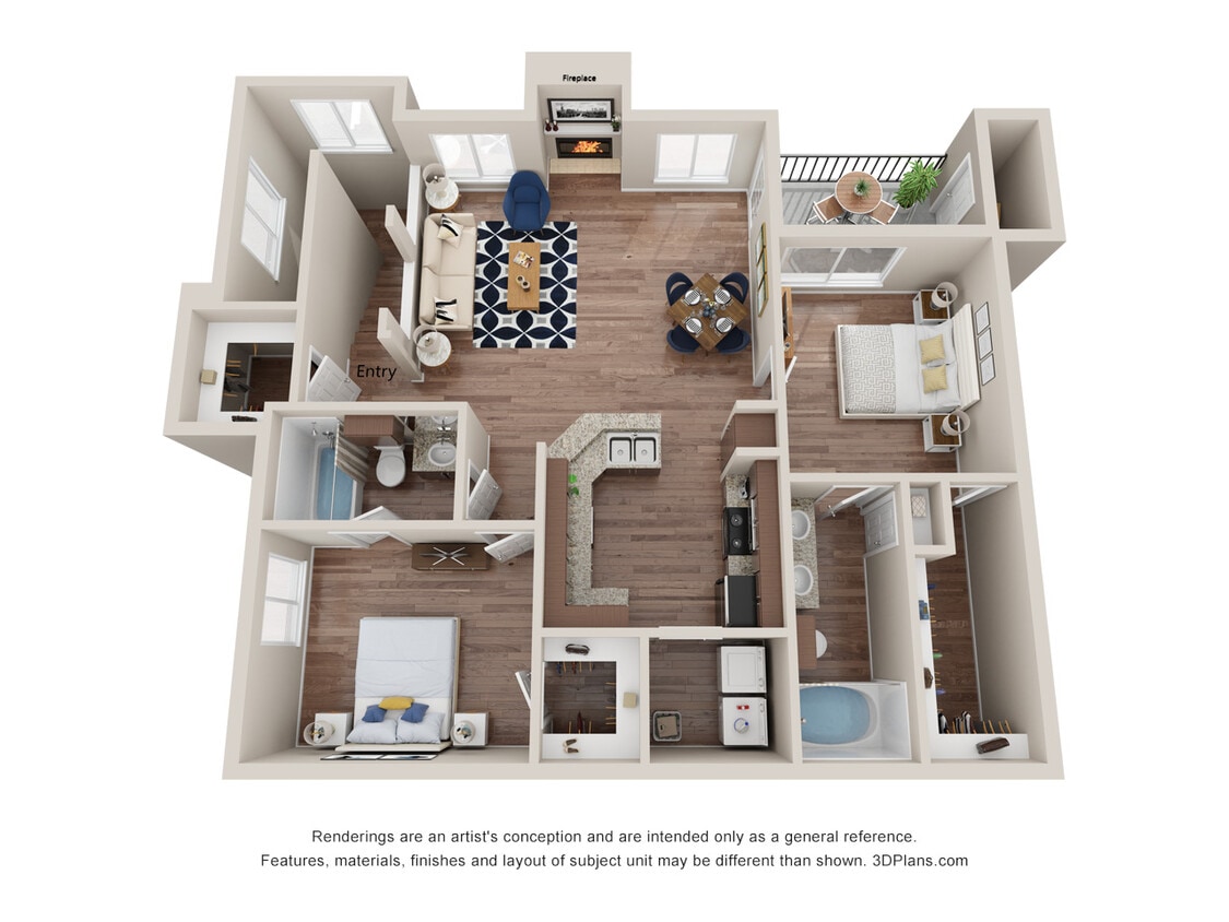 Floor Plan - 2 Bedroom, 2 Bath A
