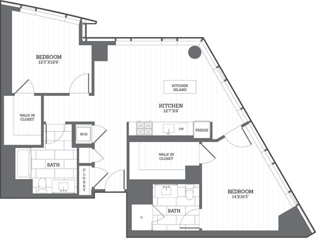 Floor Plan - 2 Bed/2 Bath E1