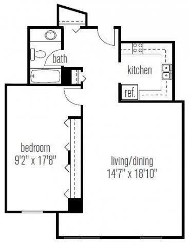 Floor Plan - One Bedroom One Bathroom