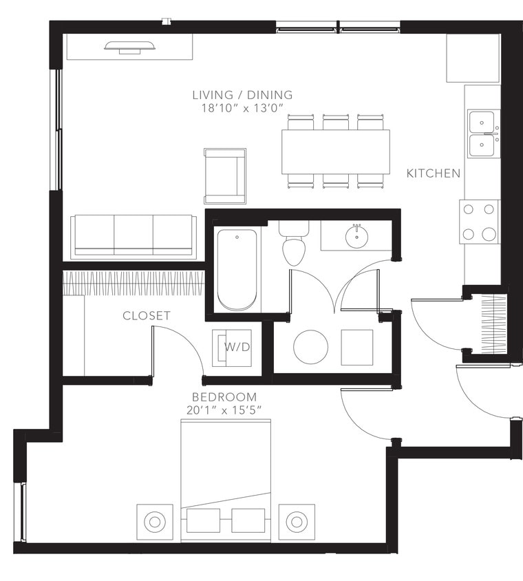Floor Plan - 1BR-A6