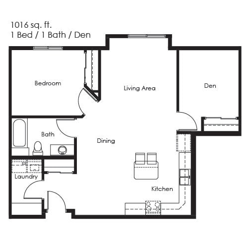 1 Bed 1 Bath w/Den | 1016 sqft - 1 Bed 1 Bath w/Den | 1016 sqft