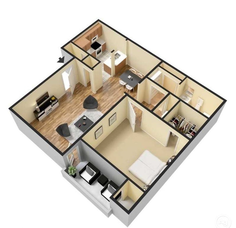Floor Plan - 1BR/1BA