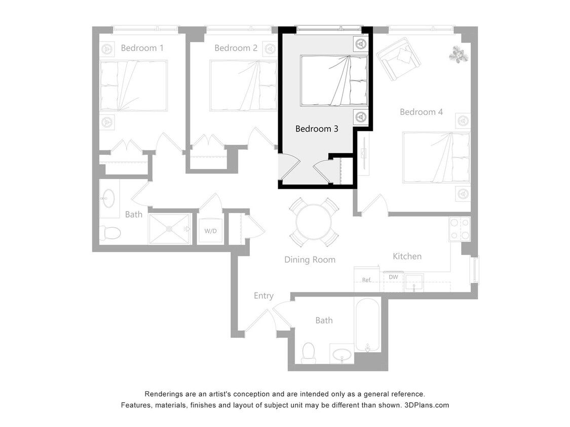 The Reserve_A3New - Furnished Room in a 4 Bedroom 2 Bathroom (A3)