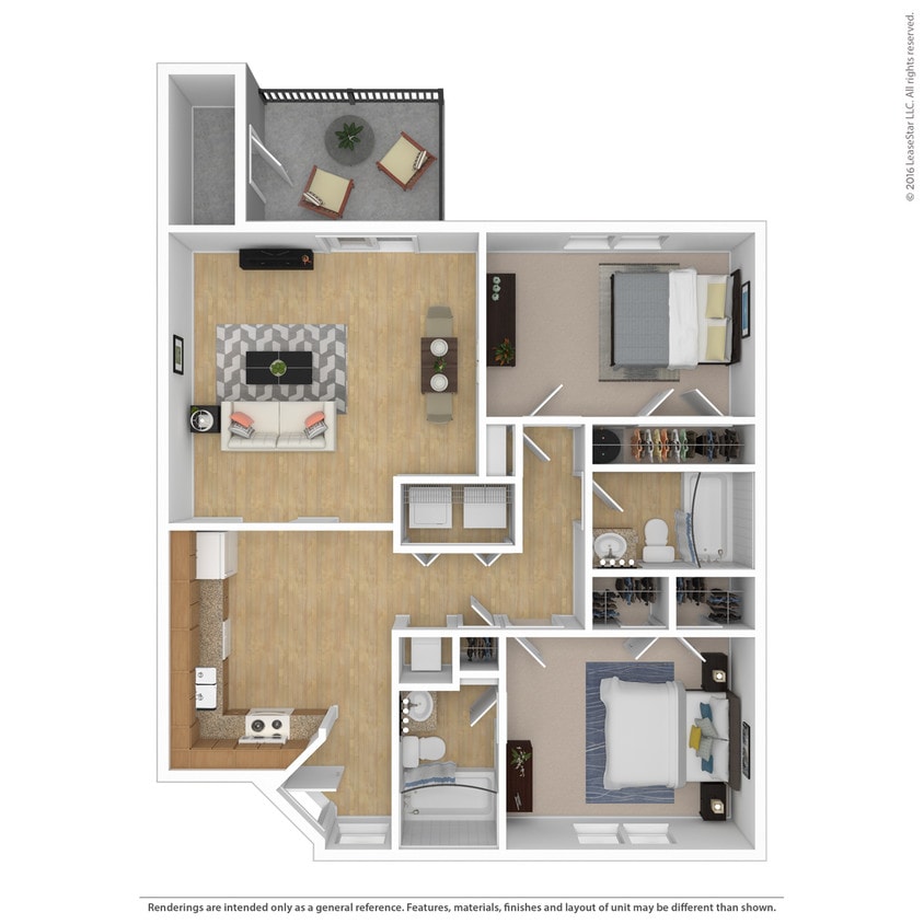 2 Bedroom 2 Bath Patio 3D - 11G