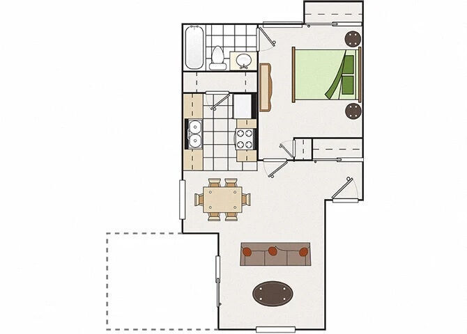 Floor Plan - 1BD/1BA