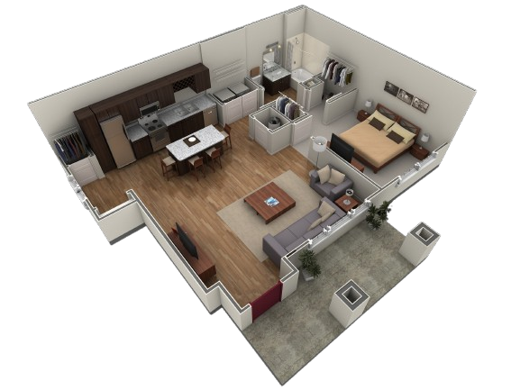 Floor Plan - 1 BR Grand Courtyard