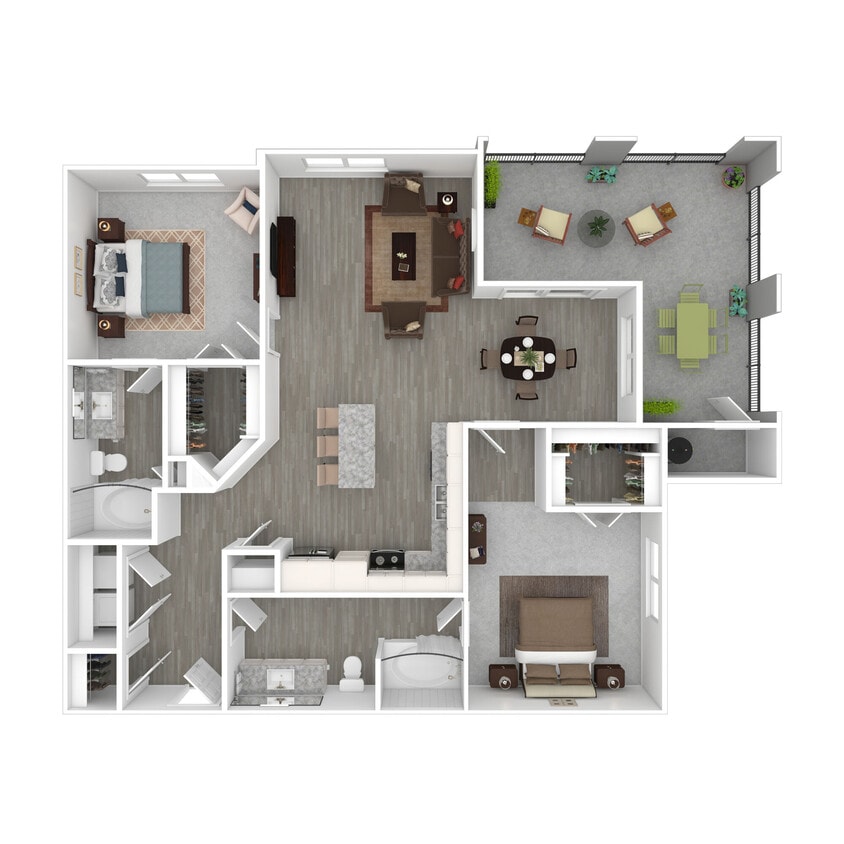 Floor Plan - 2 Bed 2 Bath 1447 SF (1171 Net)