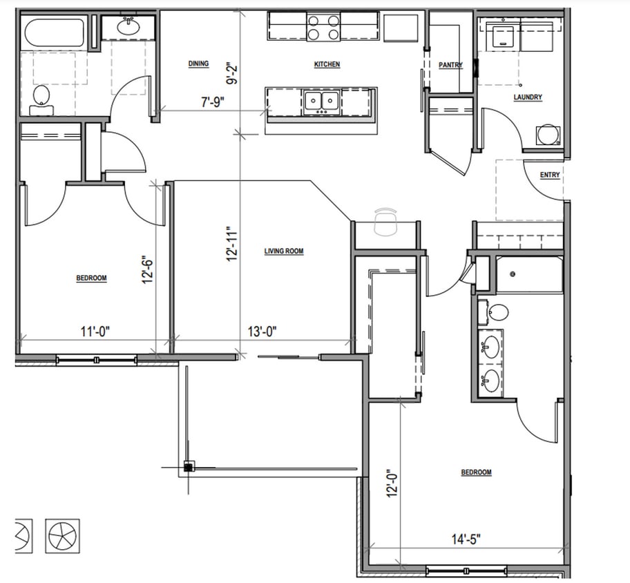 Floor Plan - 2 BD/2 BA - FURNISHED