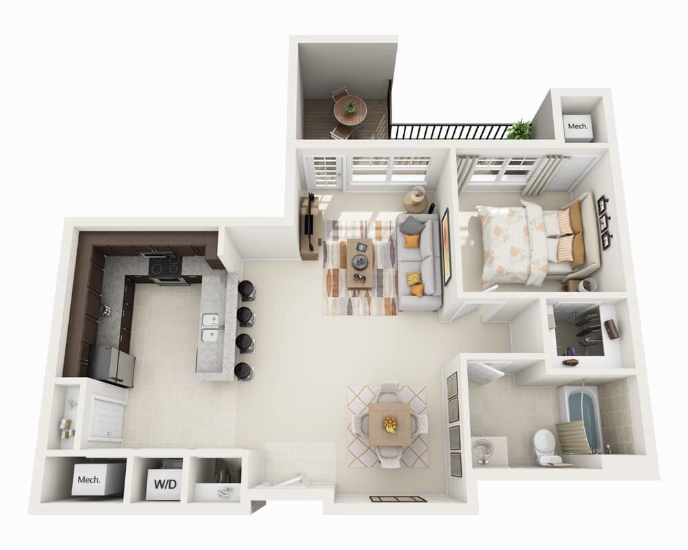 Floor Plan - One Bedroom A1D