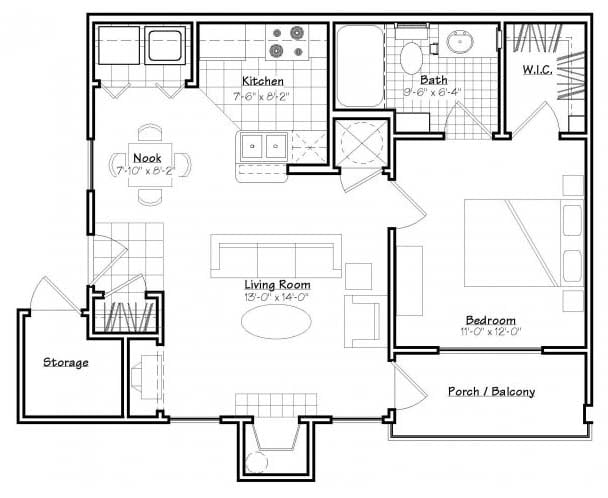 A1 Floorplan.jpg - One-bedroom One Bath