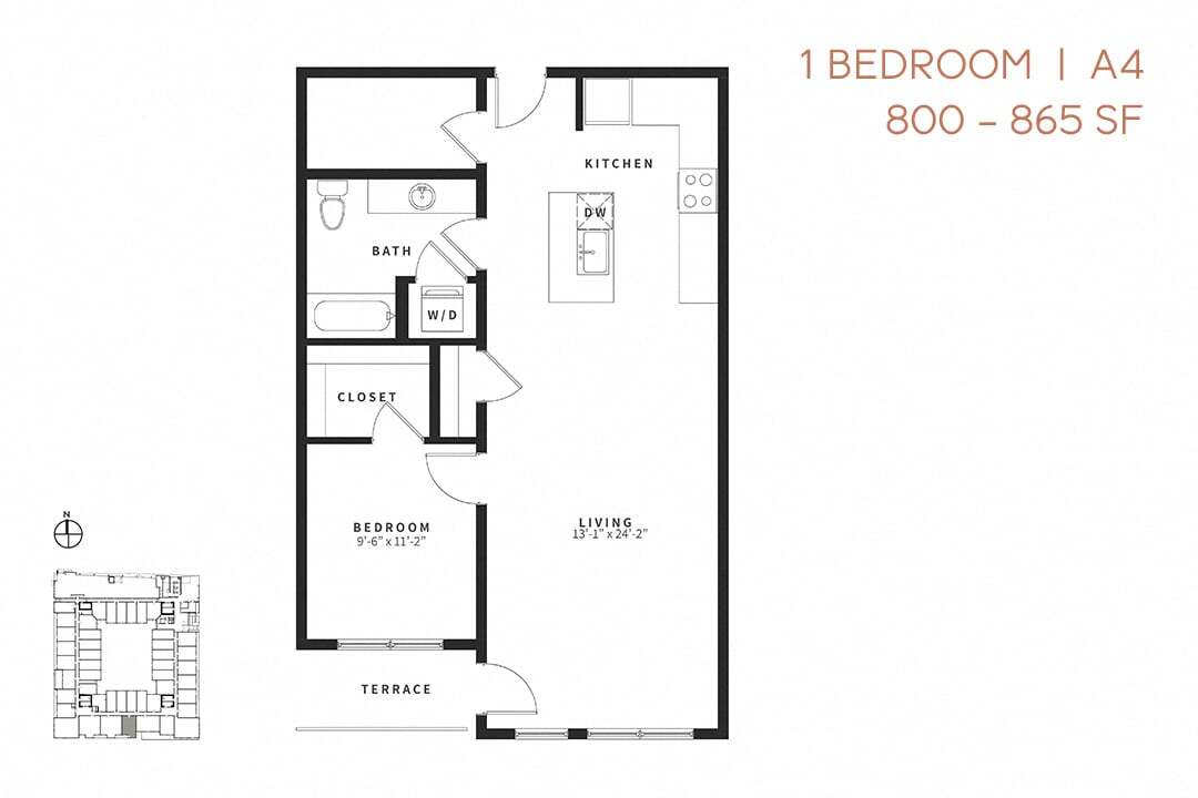 Floor Plan - One Bedroom A4