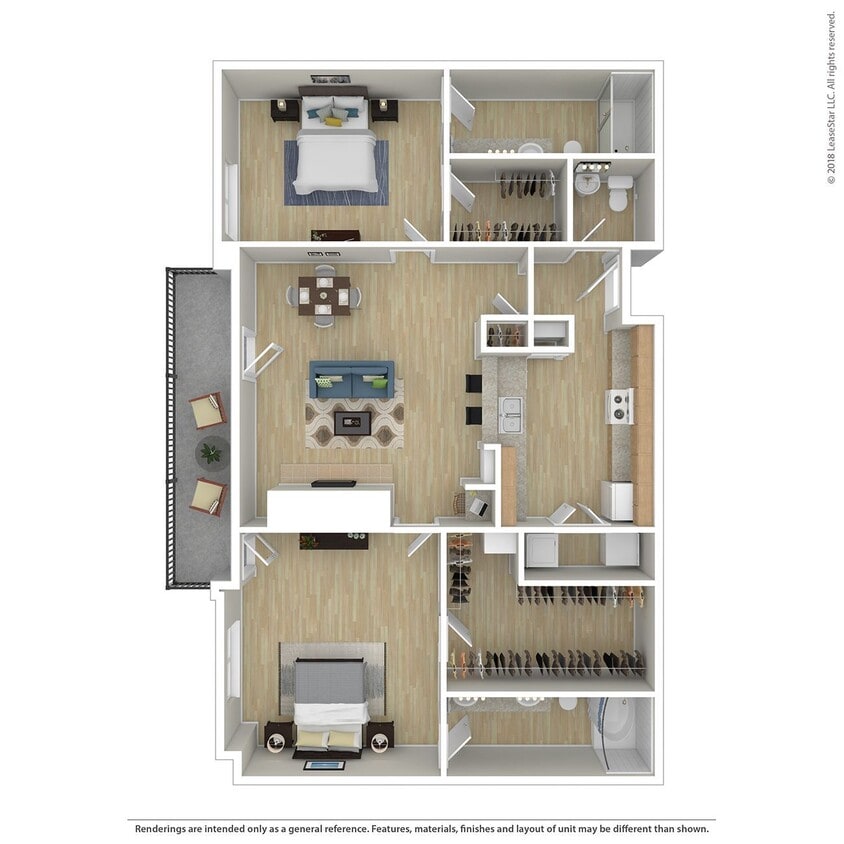 Floor Plan - 2 Bed 2.5 Bath 1378 SqFt (1279 Net) 