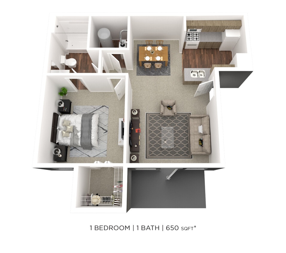 Floor Plan - One Bedroom - 650 sqft