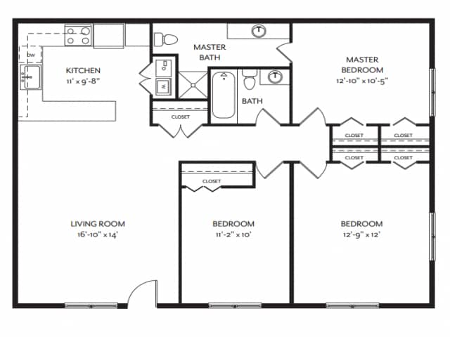 Floor Plan - 3 Bedroom 1.5 Bathroom