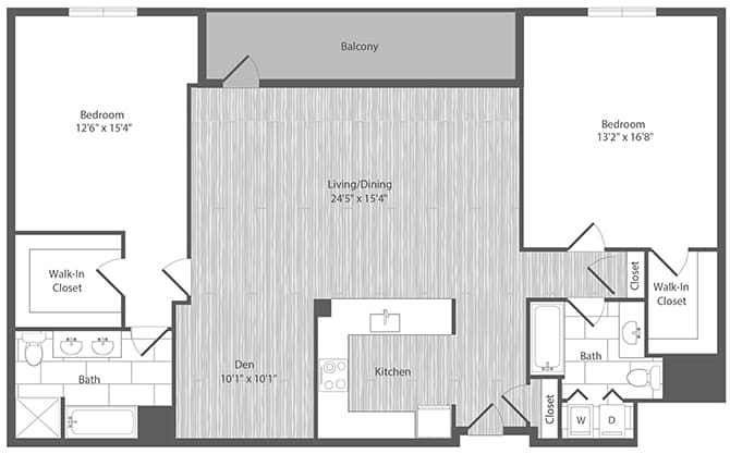 Floor Plan - 2 Bed 2 Bath Den - BDP1